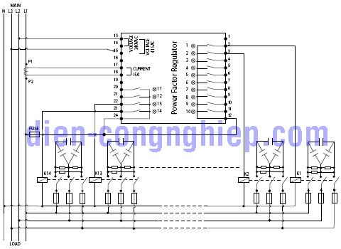 Sơ đồ đầu dây bộ điều khiển tụ bù Mikro